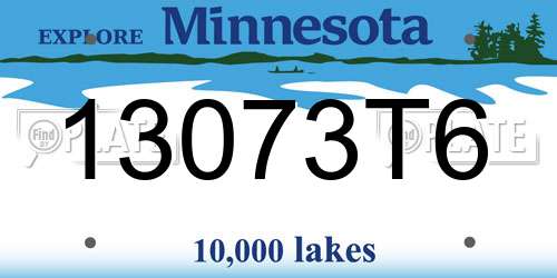 13073T6 Minnesota License Plate