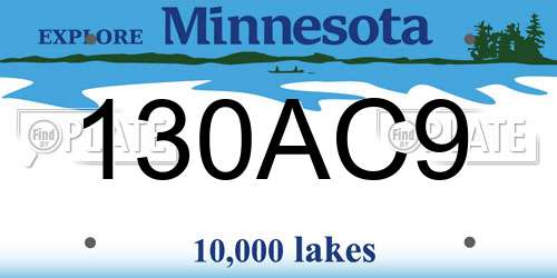 130AC9 Minnesota License Plate