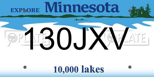 130JXV Minnesota License Plate