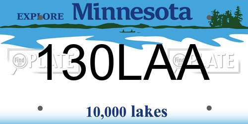 130LAA Minnesota License Plate