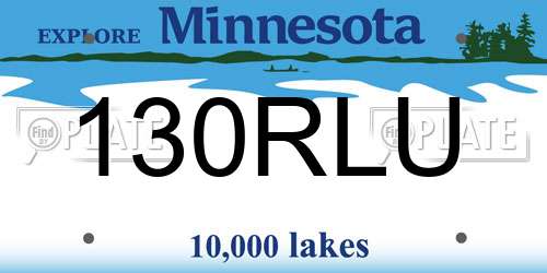 130RLU Minnesota License Plate