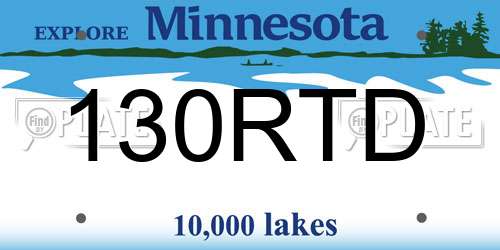 130RTD Minnesota License Plate
