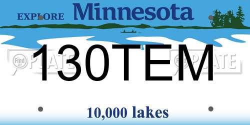 130TEM Minnesota License Plate