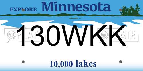 130WKK Minnesota License Plate