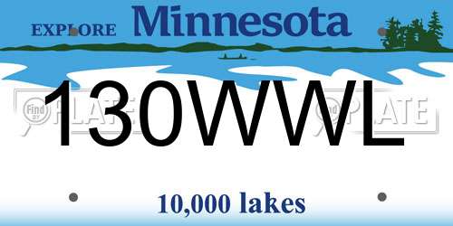 130WWL Minnesota License Plate