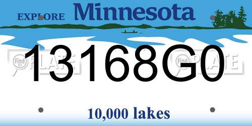 13168G0 Minnesota License Plate