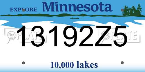 13192Z5 Minnesota License Plate