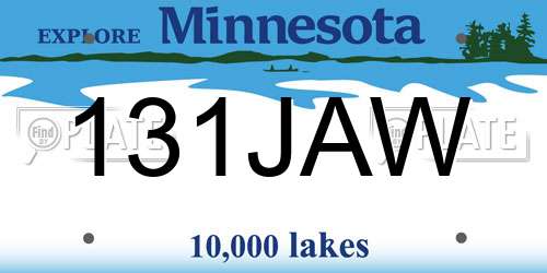 131JAW Minnesota License Plate