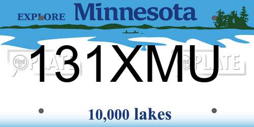 131XMU Minnesota License Plate