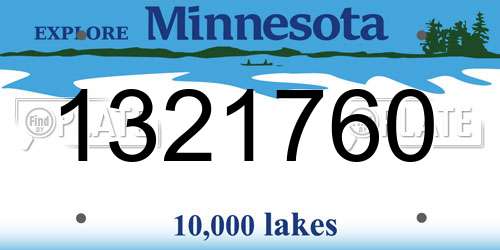 1321760 Minnesota License Plate