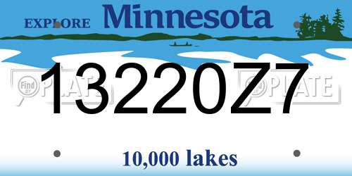 13220Z7 Minnesota License Plate