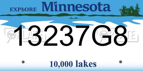 13237G8 Minnesota License Plate