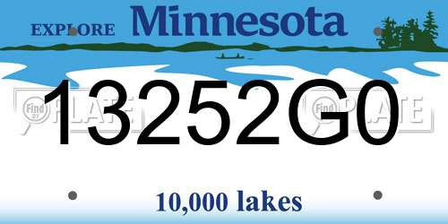 13252G0 Minnesota License Plate