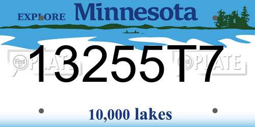 13255T7 Minnesota License Plate