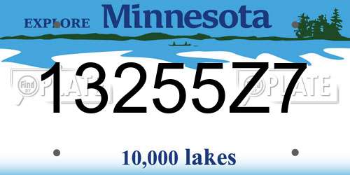 13255Z7 Minnesota License Plate