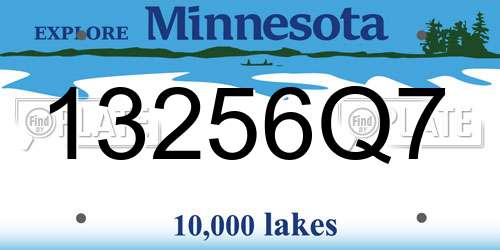 13256Q7 Minnesota License Plate