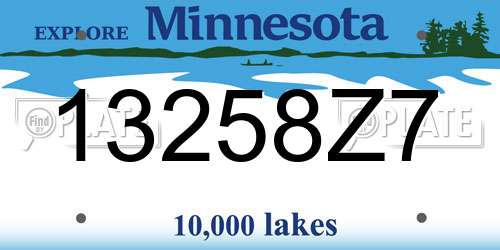 13258Z7 Minnesota License Plate