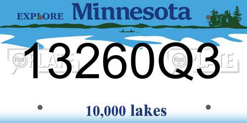 13260Q3 Minnesota License Plate