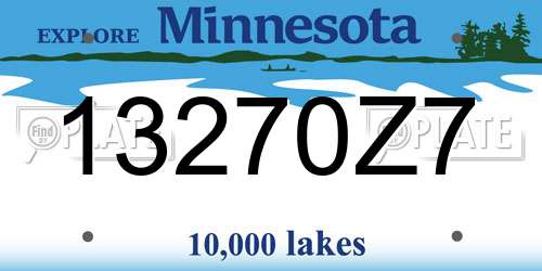 13270Z7 Minnesota License Plate
