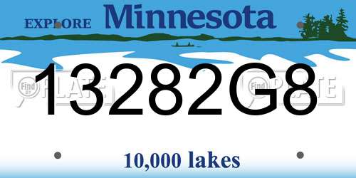 13282G8 Minnesota License Plate