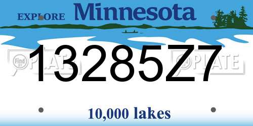 13285Z7 Minnesota License Plate