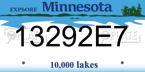 13292E7 Minnesota License Plate