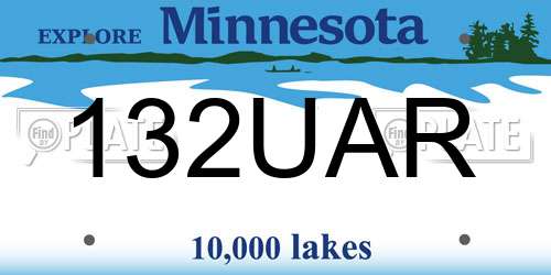 132UAR Minnesota License Plate