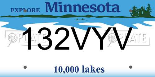 132VYV Minnesota License Plate