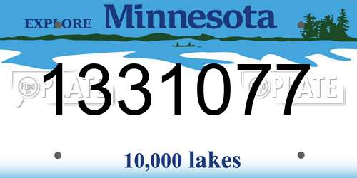 1331077 Minnesota License Plate
