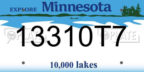 13310T7 Minnesota License Plate
