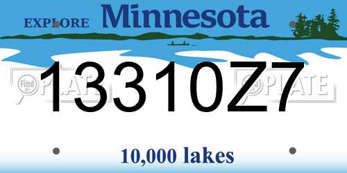 13310Z7 Minnesota License Plate