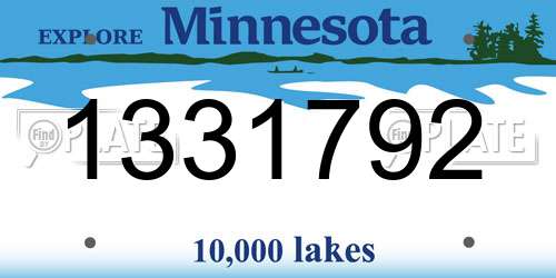 1331792 Minnesota License Plate