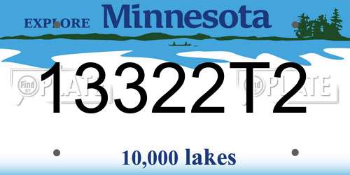 13322T2 Minnesota License Plate
