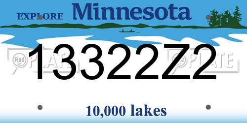 13322Z2 Minnesota License Plate