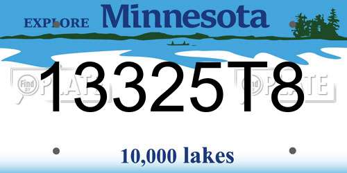 13325T8 Minnesota License Plate
