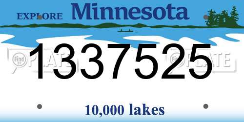1337525 Minnesota License Plate