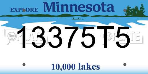 13375T5 Minnesota License Plate