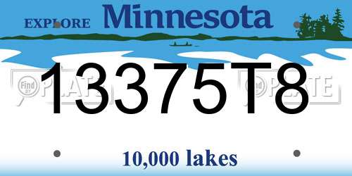 13375T8 Minnesota License Plate