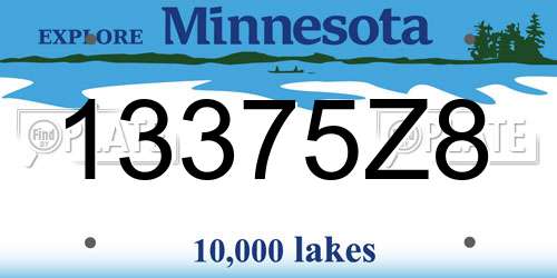 13375Z8 Minnesota License Plate