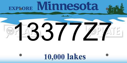 13377Z7 Minnesota License Plate