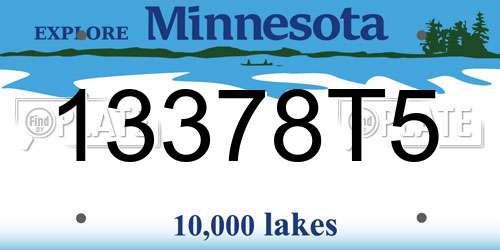 13378T5 Minnesota License Plate