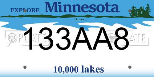 133AA8 Minnesota License Plate