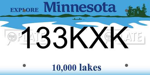 133KXK Minnesota License Plate