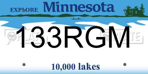 133RGM Minnesota License Plate