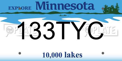 133TYC Minnesota License Plate