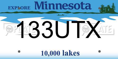 133UTX Minnesota License Plate