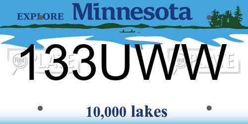 133UWW Minnesota License Plate