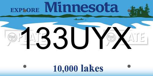 133UYX Minnesota License Plate