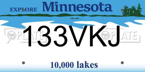 133VKJ Minnesota License Plate