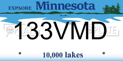 133VMD Minnesota License Plate